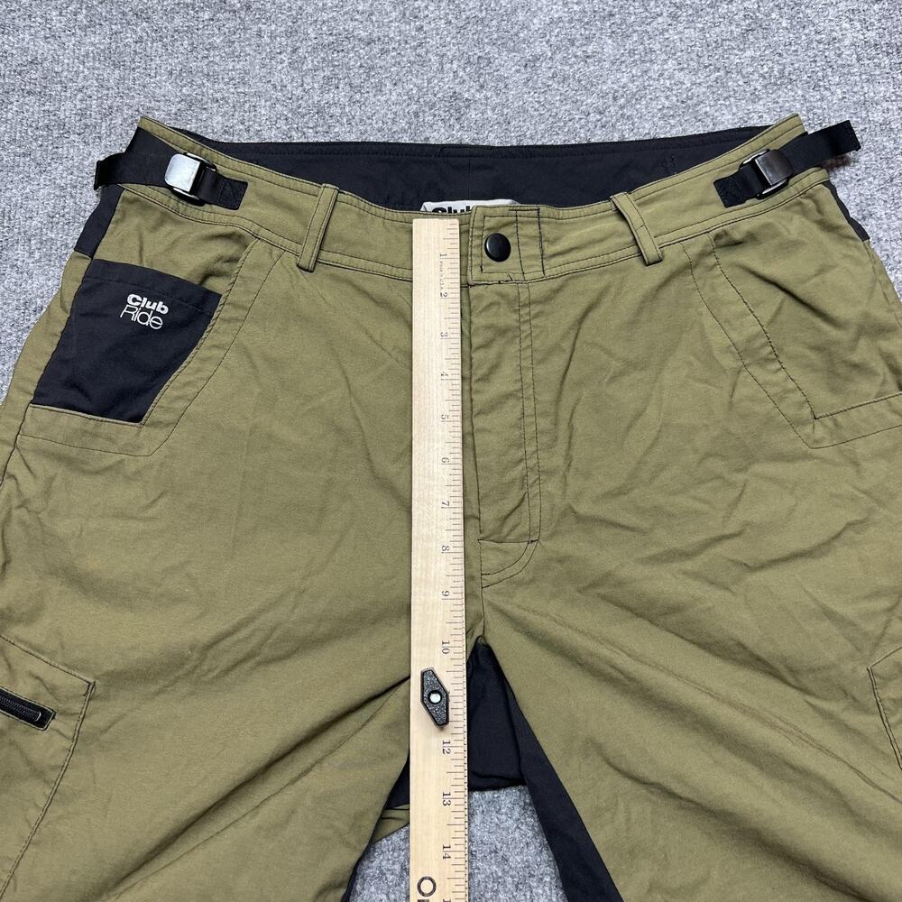Club Ride Cargo Cycling Shorts Mens XL Green Adjustable Waist Mountain Bike - Picture 6 of 8